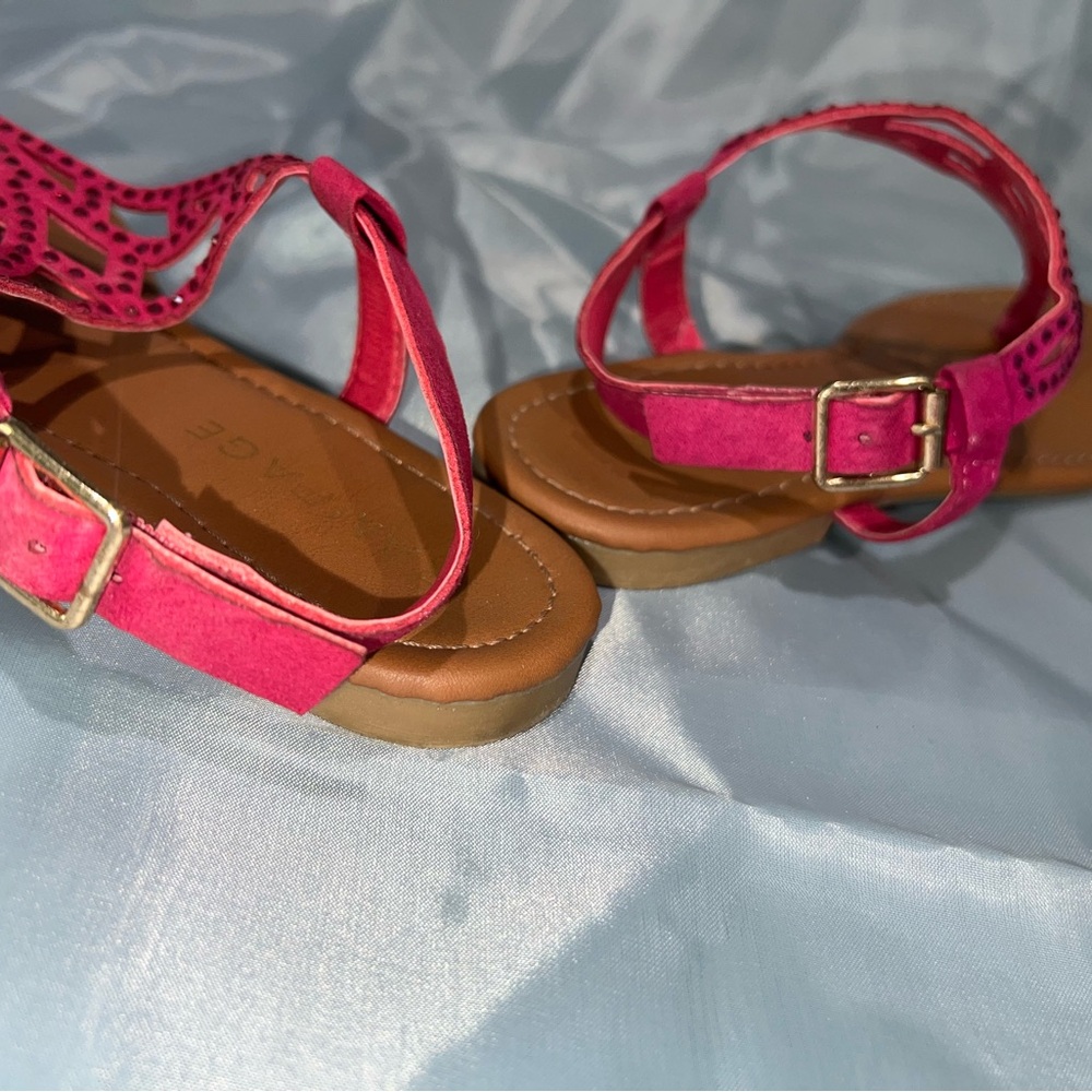 Pink Rhinestone T-Strap Sandals - Picture 5 of 6